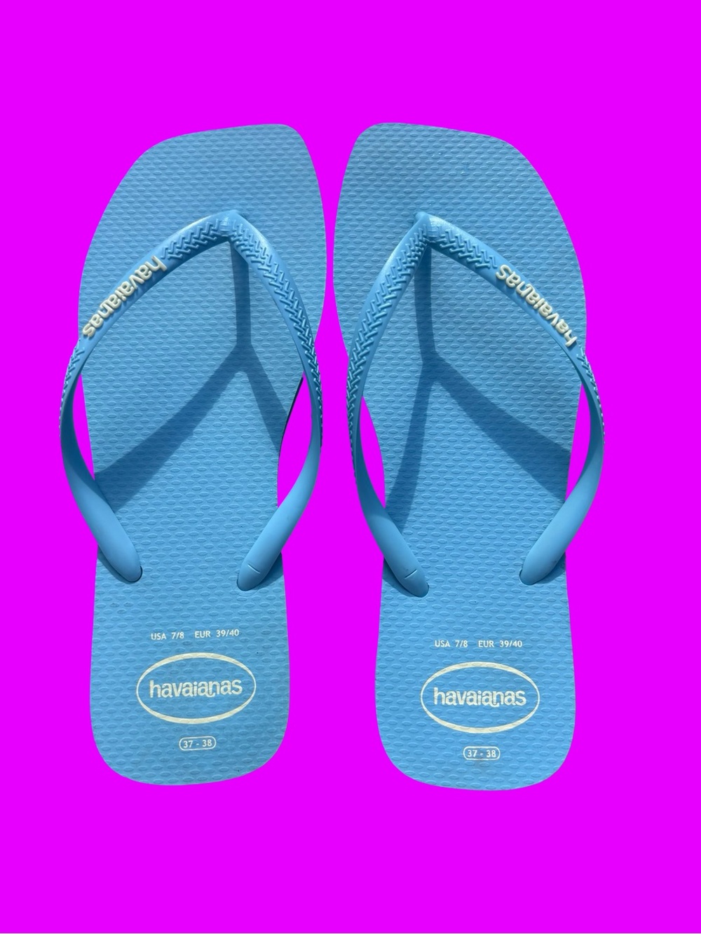 Havaianas Flip Flops in Sky Blue Like New Women’s Size 7/8 - Picture 2 of 4